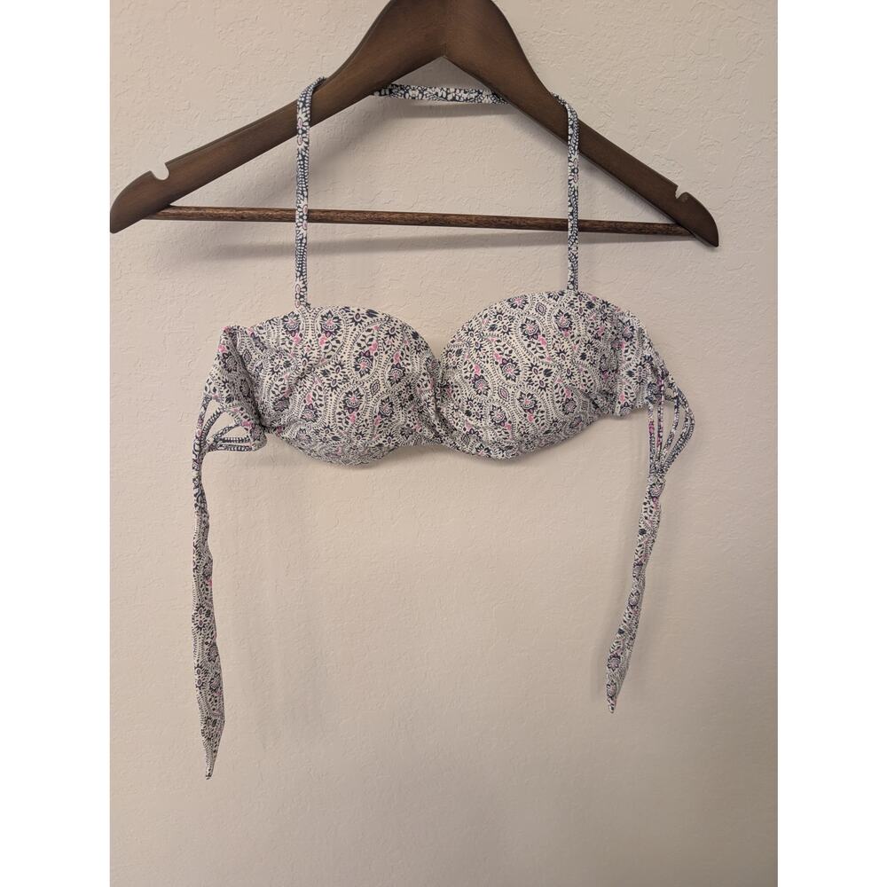 Altar'd State Floral Abstract Print Bikini top w light pad bra & tie back Sz L